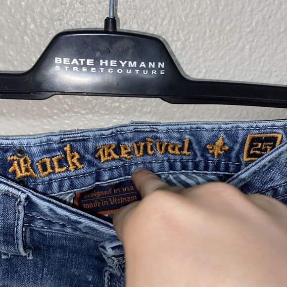 Rock Revival Elean For Women’s Skinny Jeans Size 25 Blue Low Rise - Picture 2 of 6